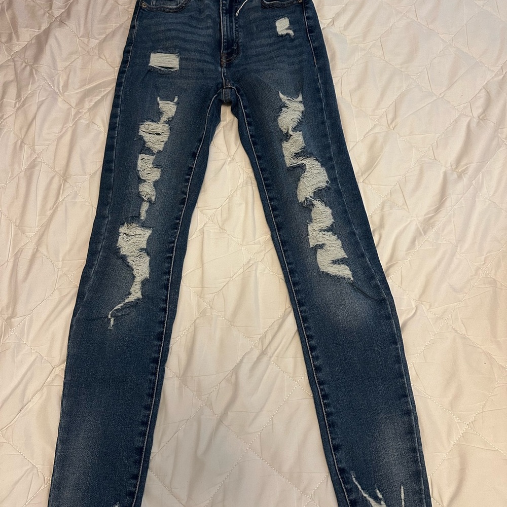 Aeropostale Dark Blue Distressed Skinny Jeans